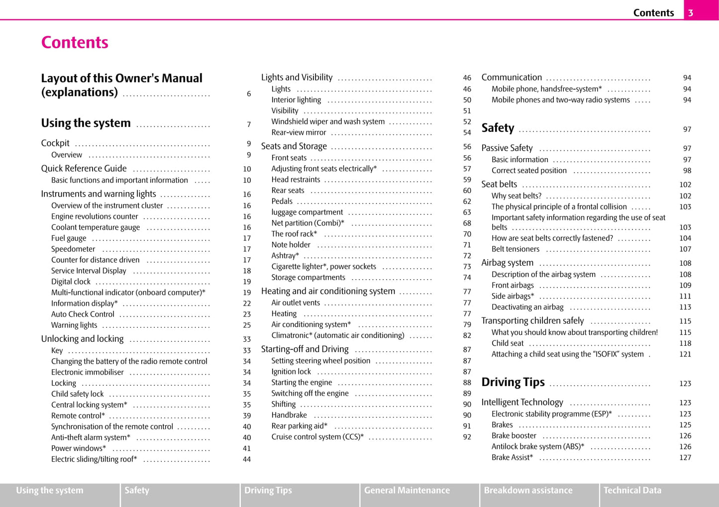 2010-2011 Skoda Octavia/Octavia Tour I Owner's Manual | English