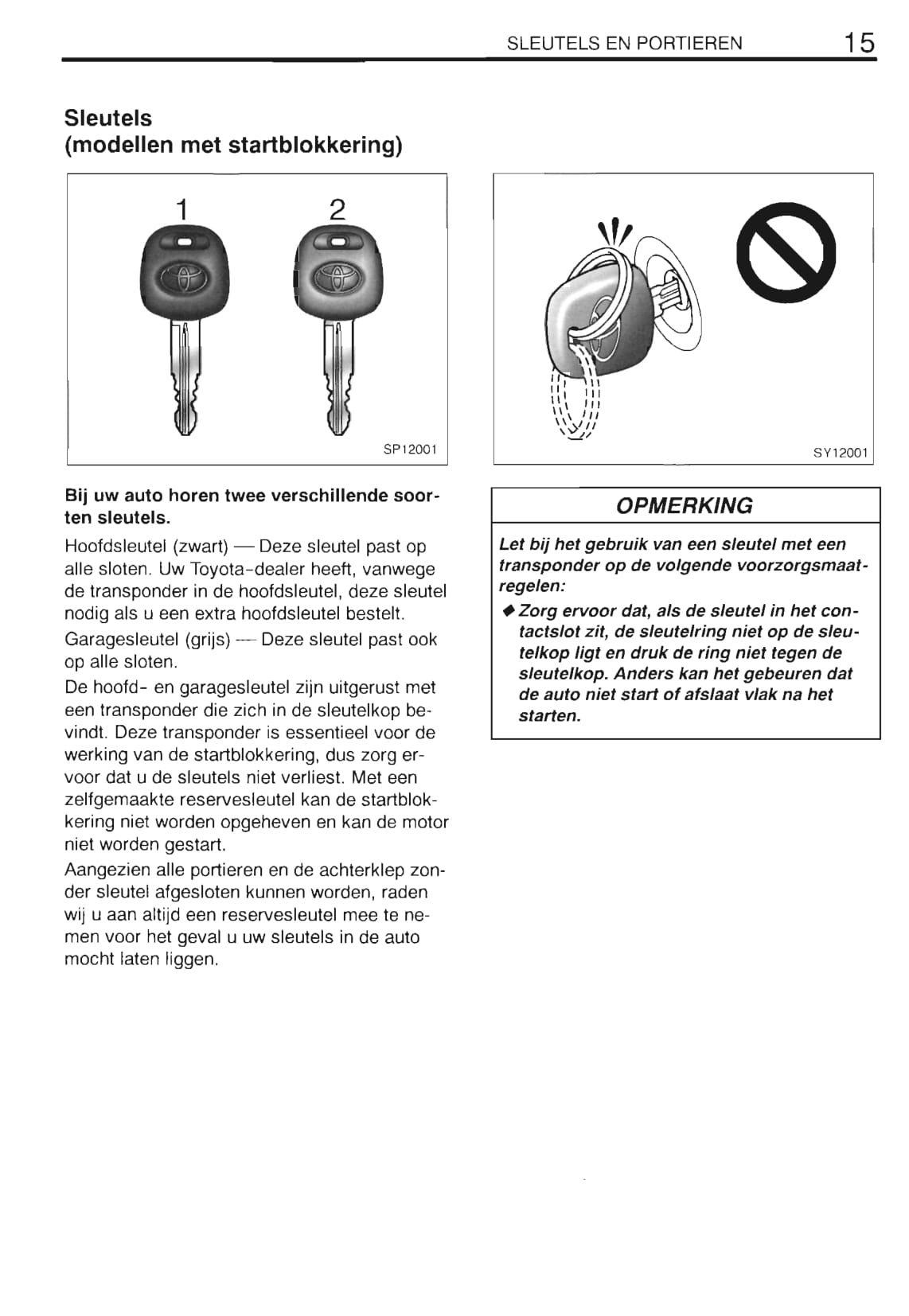 2000-2001 Toyota Yaris Verso Gebruikershandleiding | Nederlands