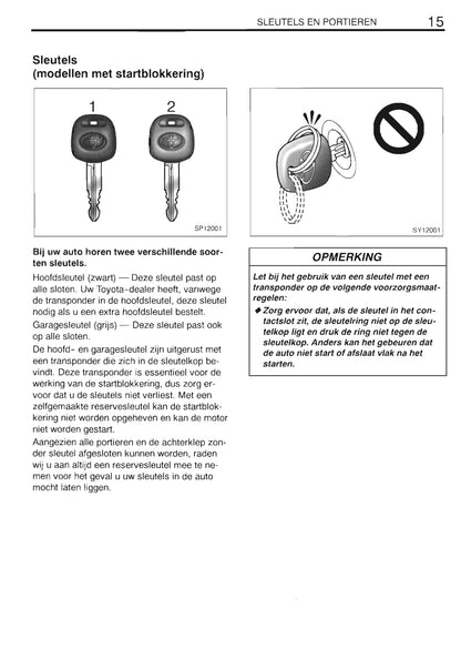 2000-2001 Toyota Yaris Verso Gebruikershandleiding | Nederlands