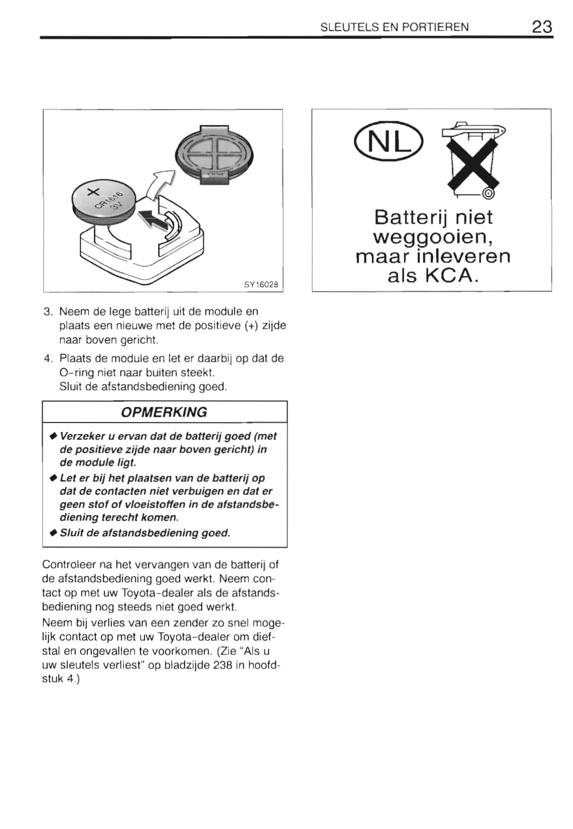 2000-2001 Toyota Yaris Verso Owner's Manual | Dutch