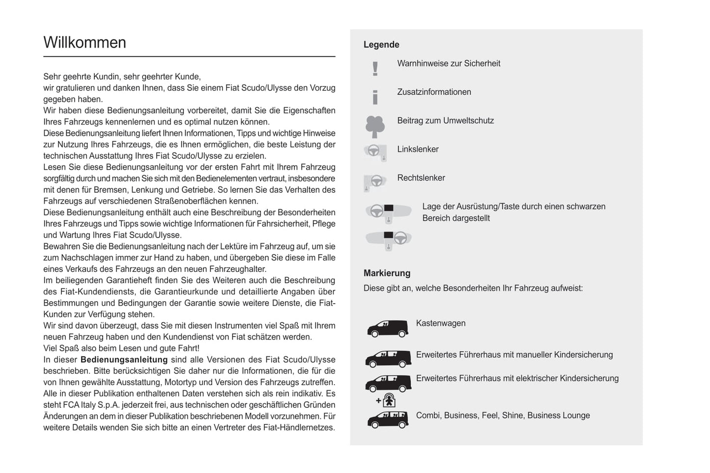 2022-2023 Fiat Scudo Ulysse Bedienungsanleitung | Deutsch