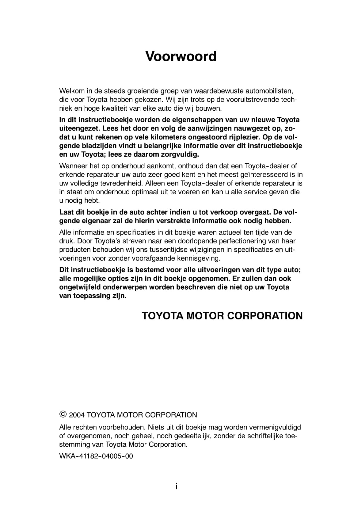 2004-2005 Toyota Yaris Verso Bedienungsanleitung | Niederländisch