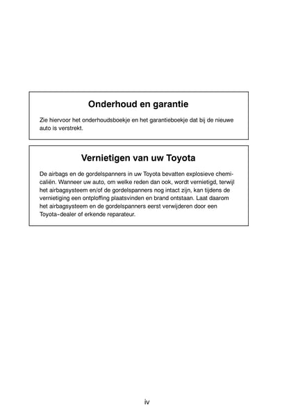 2004-2005 Toyota Yaris Verso Owner's Manual | Dutch