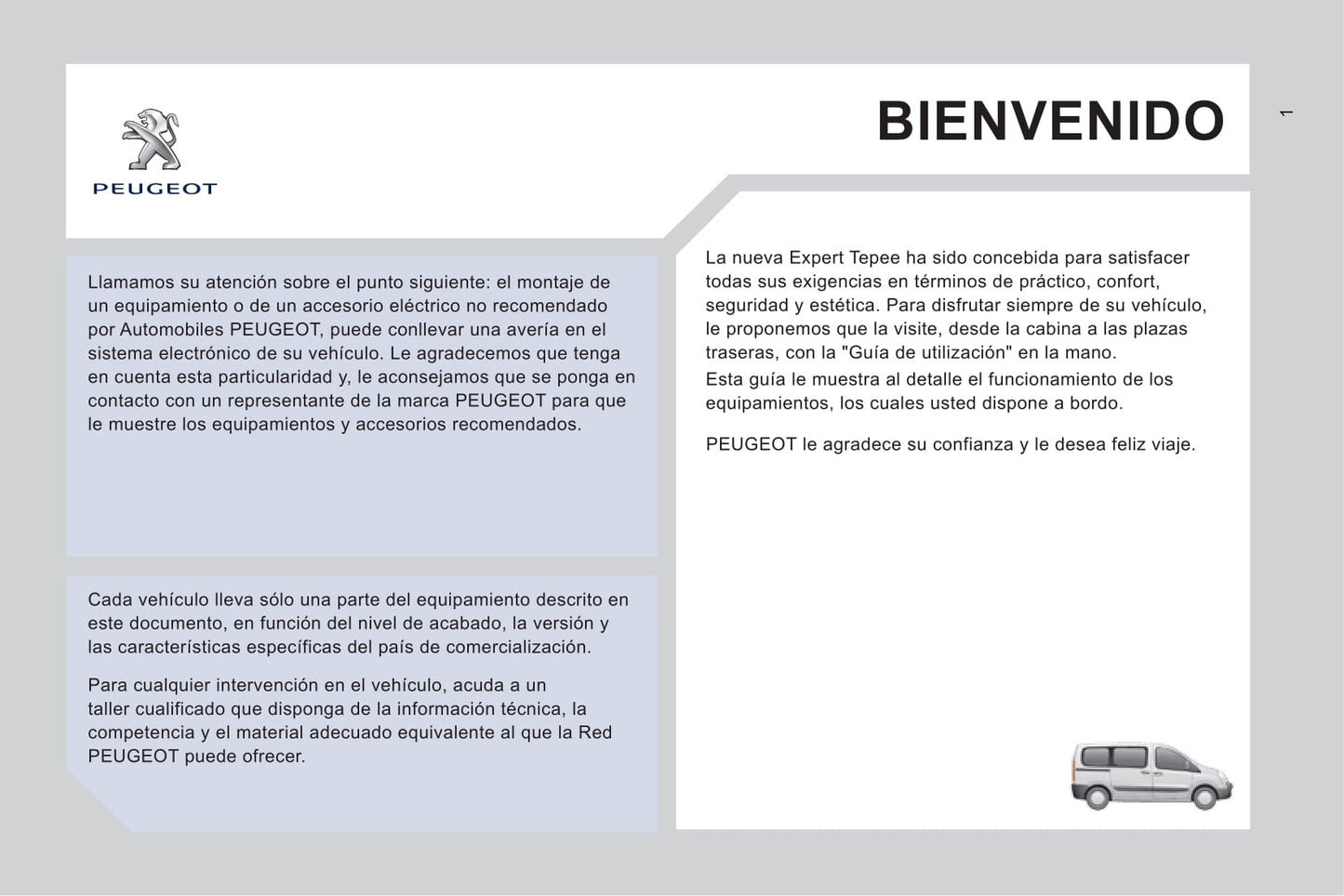 2014-2016 Peugeot Expert Tepee Bedienungsanleitung | Spanisch