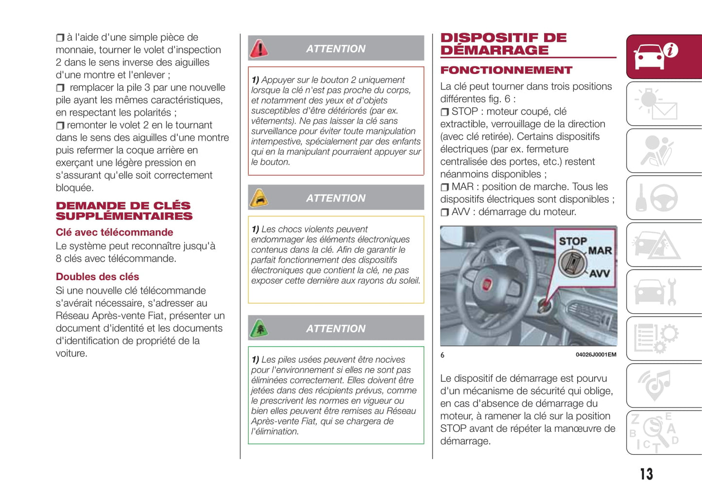 2017-2018 Fiat Tipo 5 Doors Owner's Manual | French
