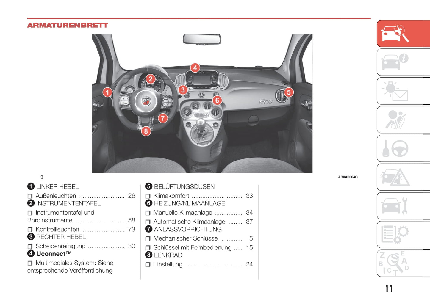 2016-2022 Abarth 595 Manuel du propriétaire | Allemand