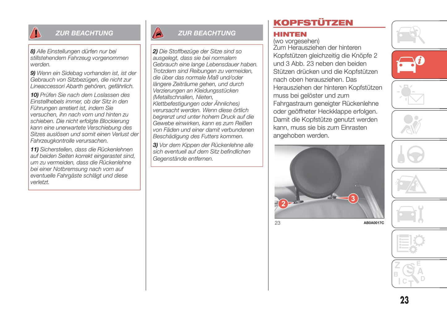 2016-2022 Abarth 595 Bedienungsanleitung | Deutsch