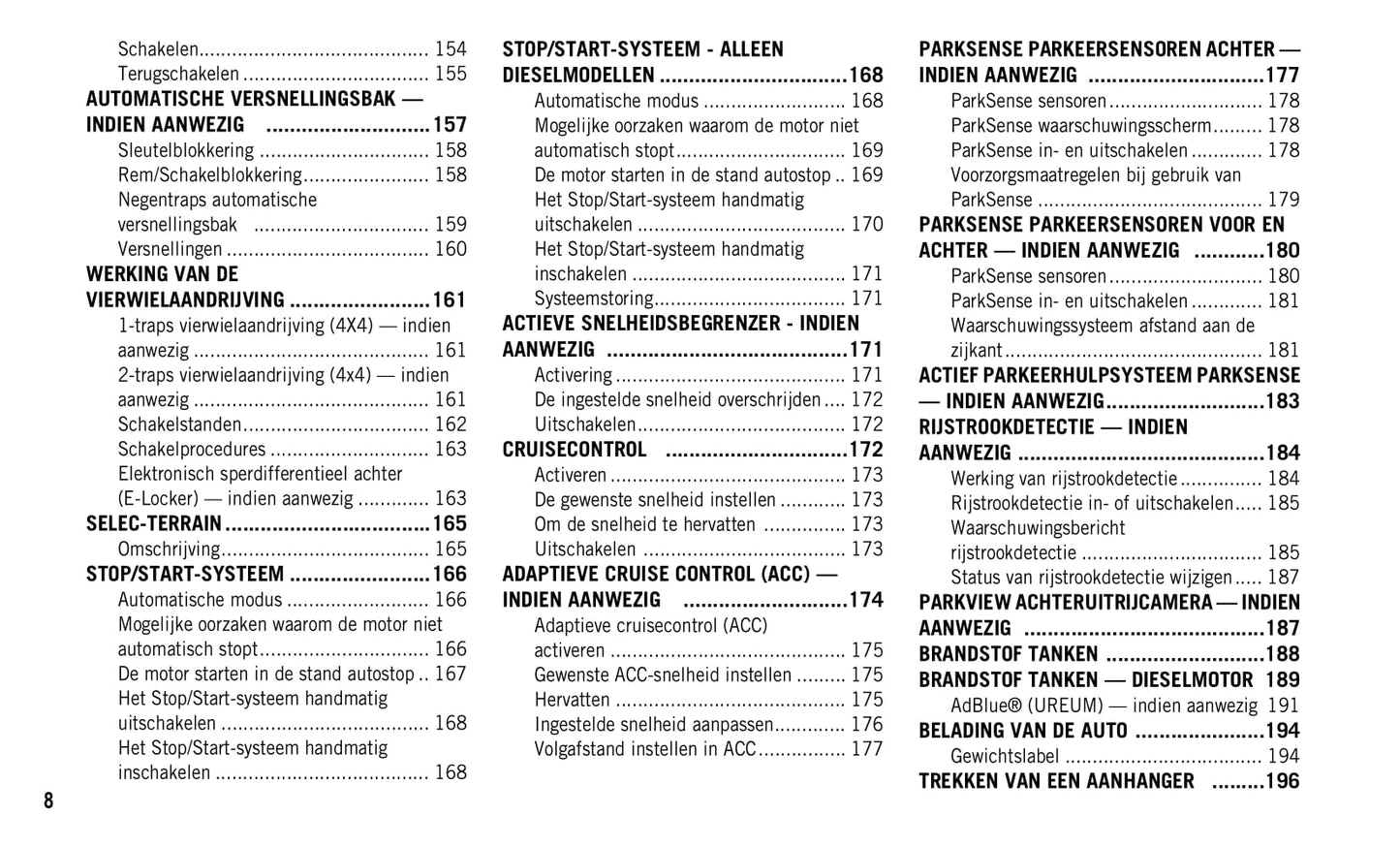 2019-2020 Jeep Cherokee Owner's Manual | Dutch