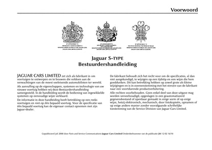1999-2002 Jaguar S-Type Bedienungsanleitung | Niederländisch