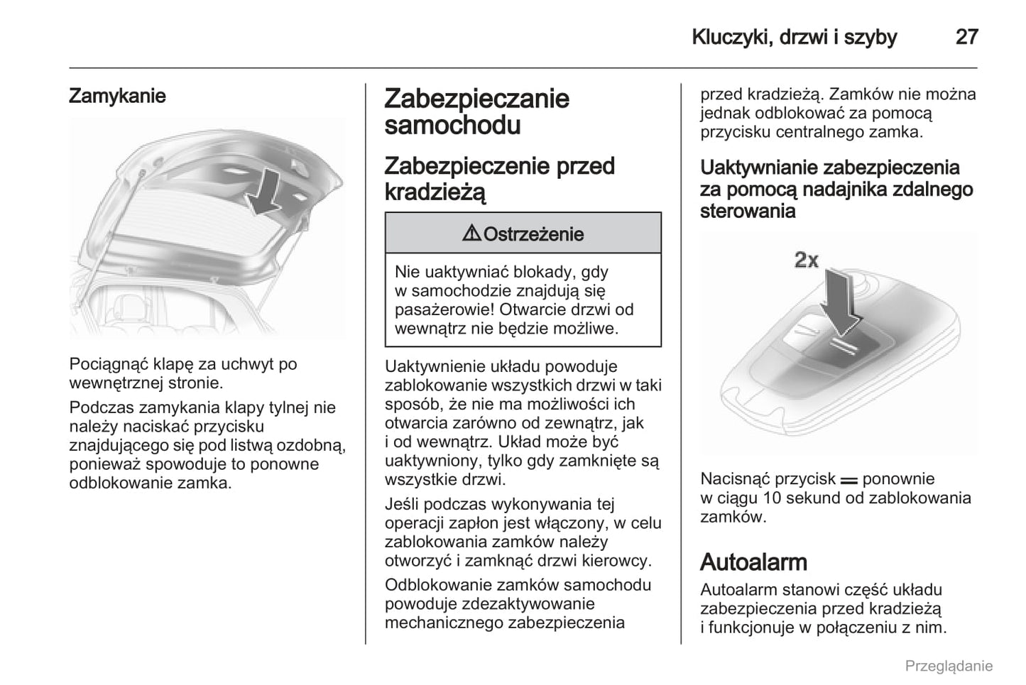 2012 Opel Corsa Owner's Manual | Polish