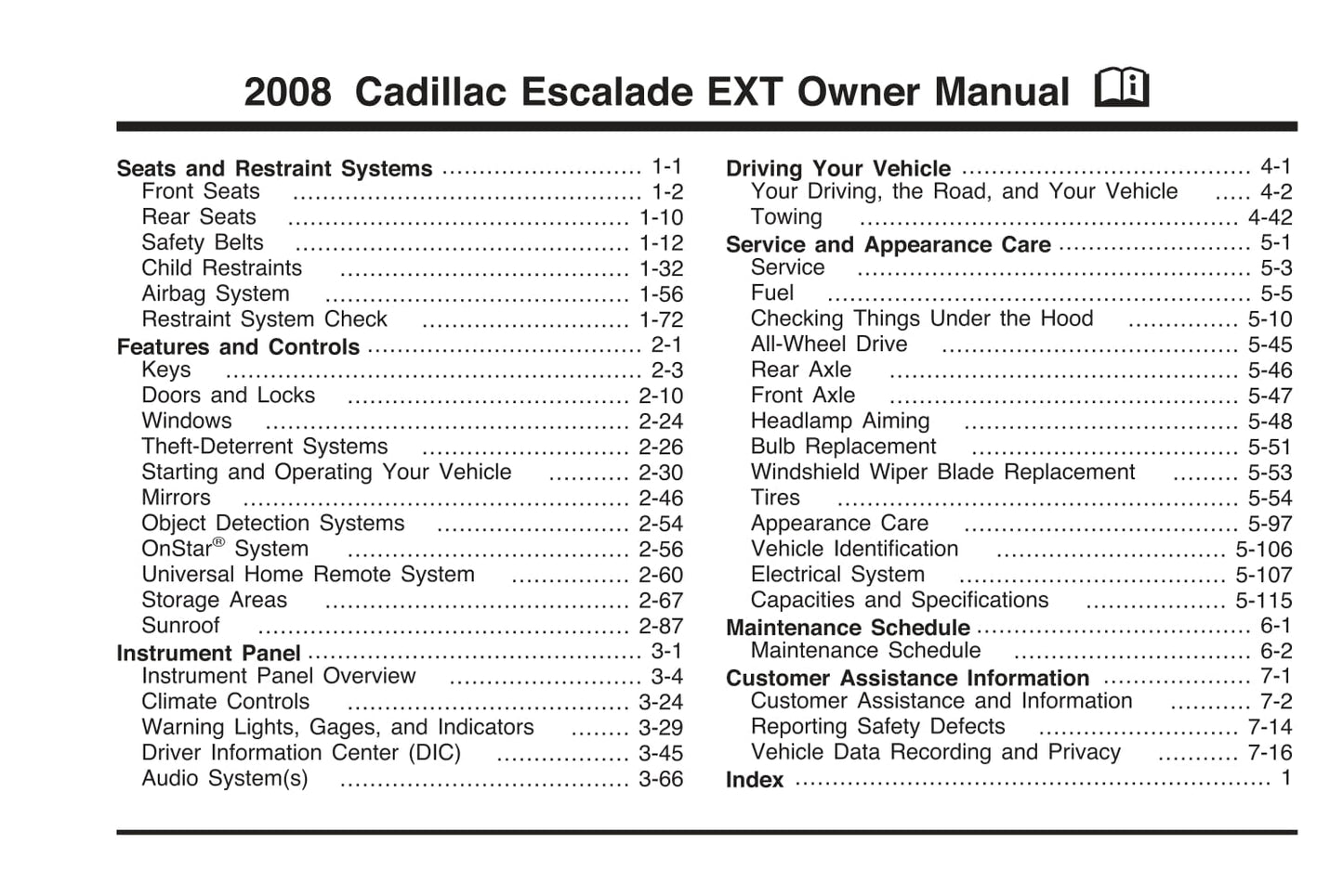 2008 Cadillac Escalade Bedienungsanleitung | Englisch