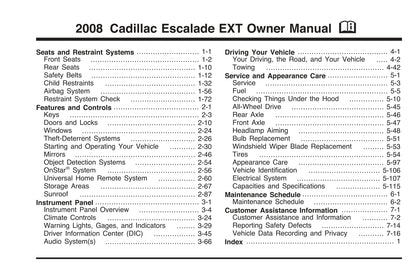 2008 Cadillac Escalade Owner's Manual | English