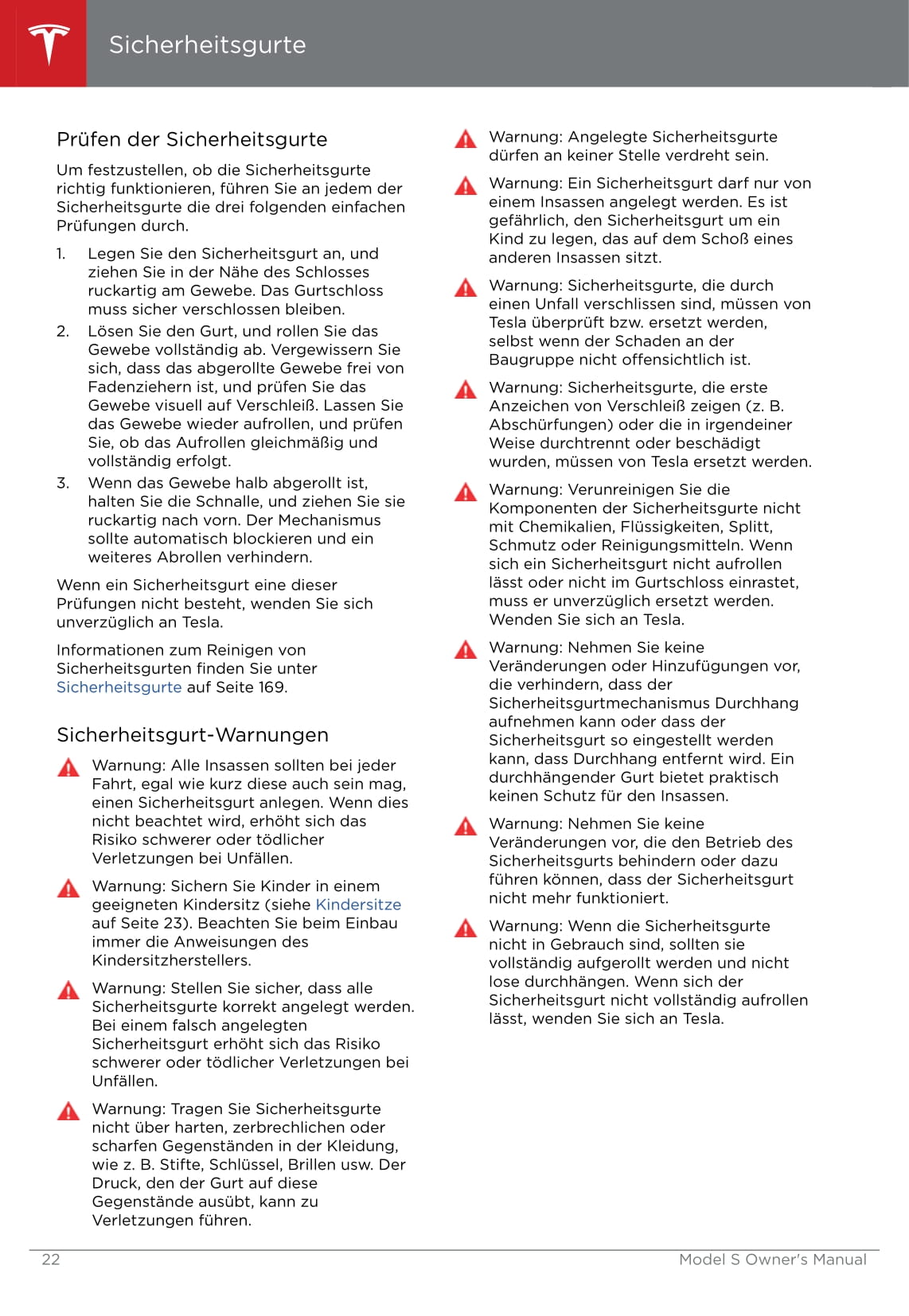 2016-2019 Tesla Model S Owner's Manual | German