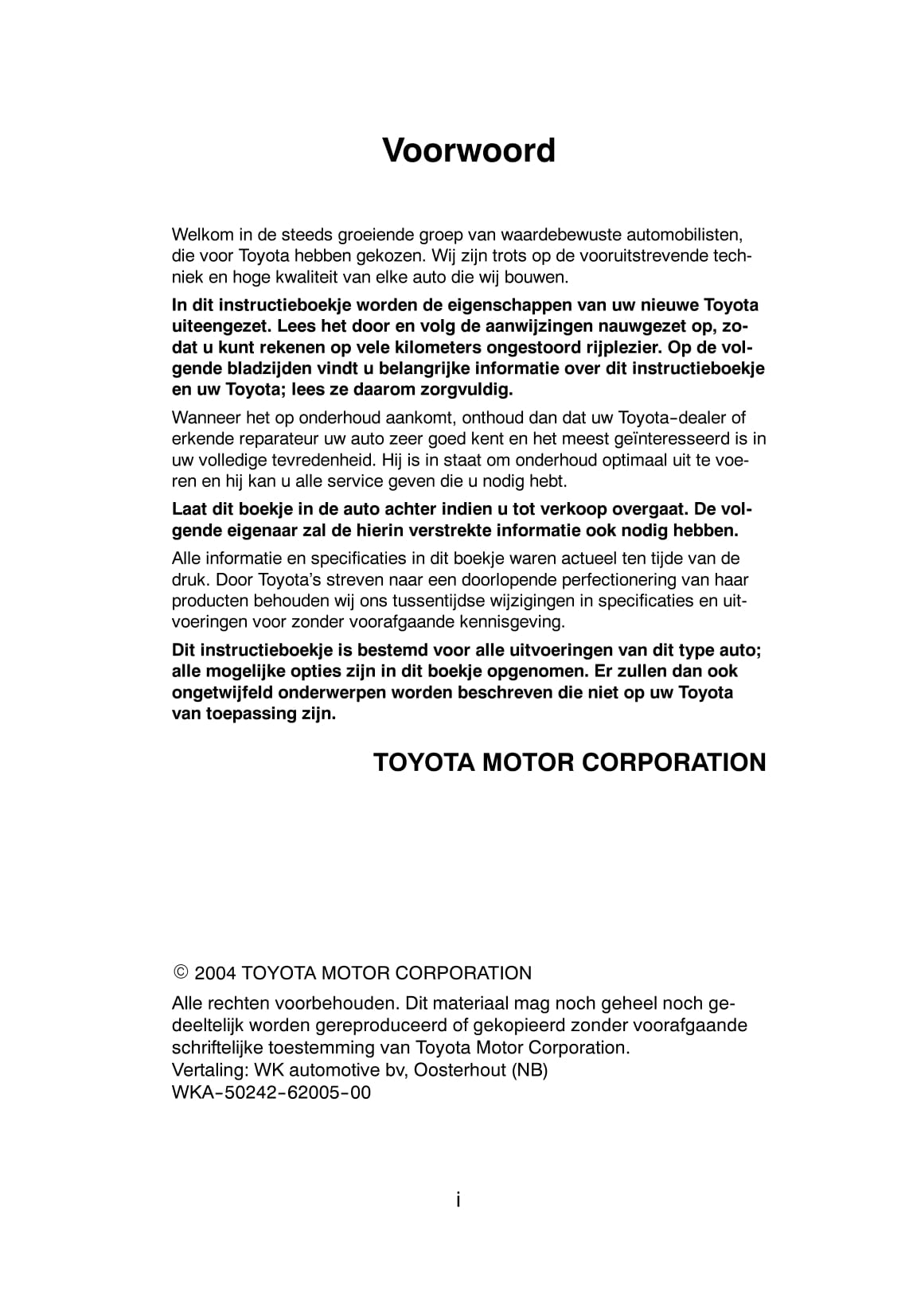 2003-2005 Toyota Previa Bedienungsanleitung | Niederländisch