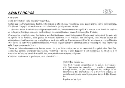 2020-2021 Kia Rio Manuel du propriétaire | Français