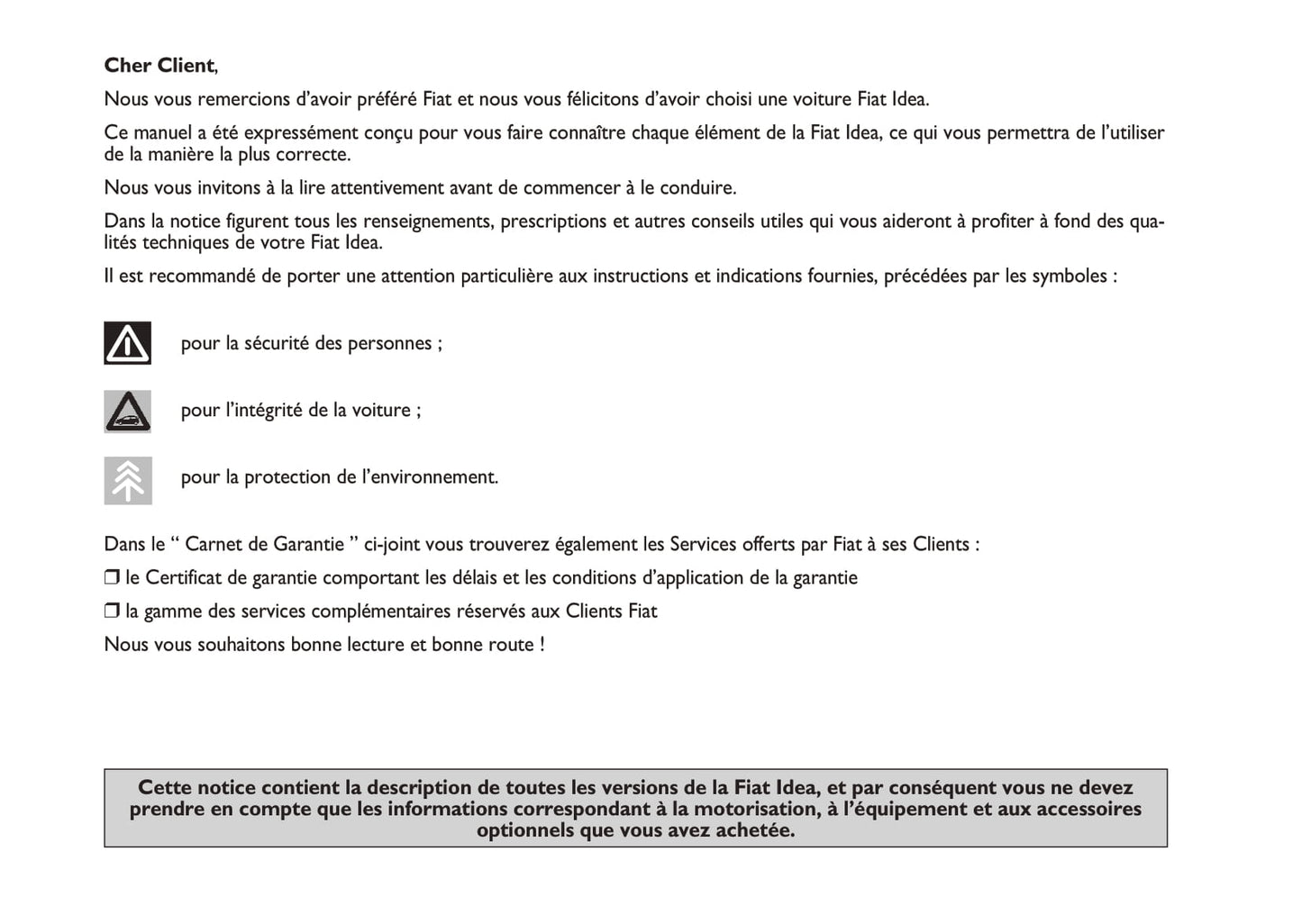 2005-2007 Fiat Idea Manuel du propriétaire | Français