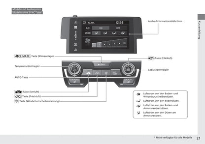 2017-2018 Honda Civic Sedan Diesel Gebruikershandleiding | Duits