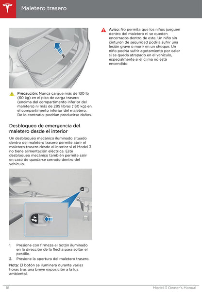 2019 Tesla Model 3 Owner's Manual | Spanish