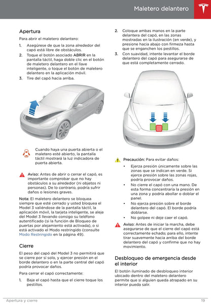 2019 Tesla Model 3 Bedienungsanleitung | Spanisch