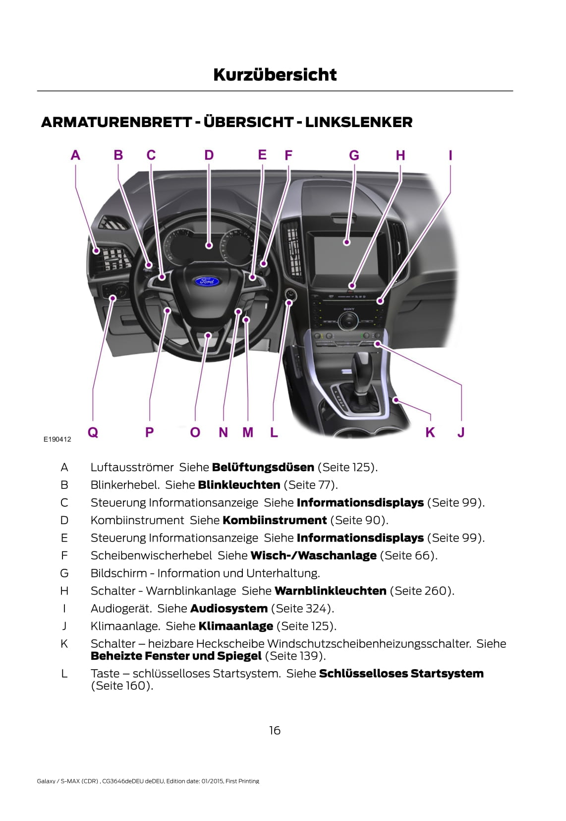 2015-2016 Ford Galaxy/S-Max Manuel du propriétaire | Allemand