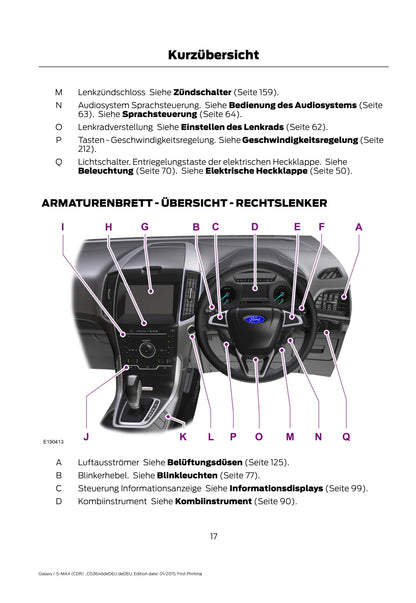 2015-2016 Ford Galaxy/S-Max Manuel du propriétaire | Allemand