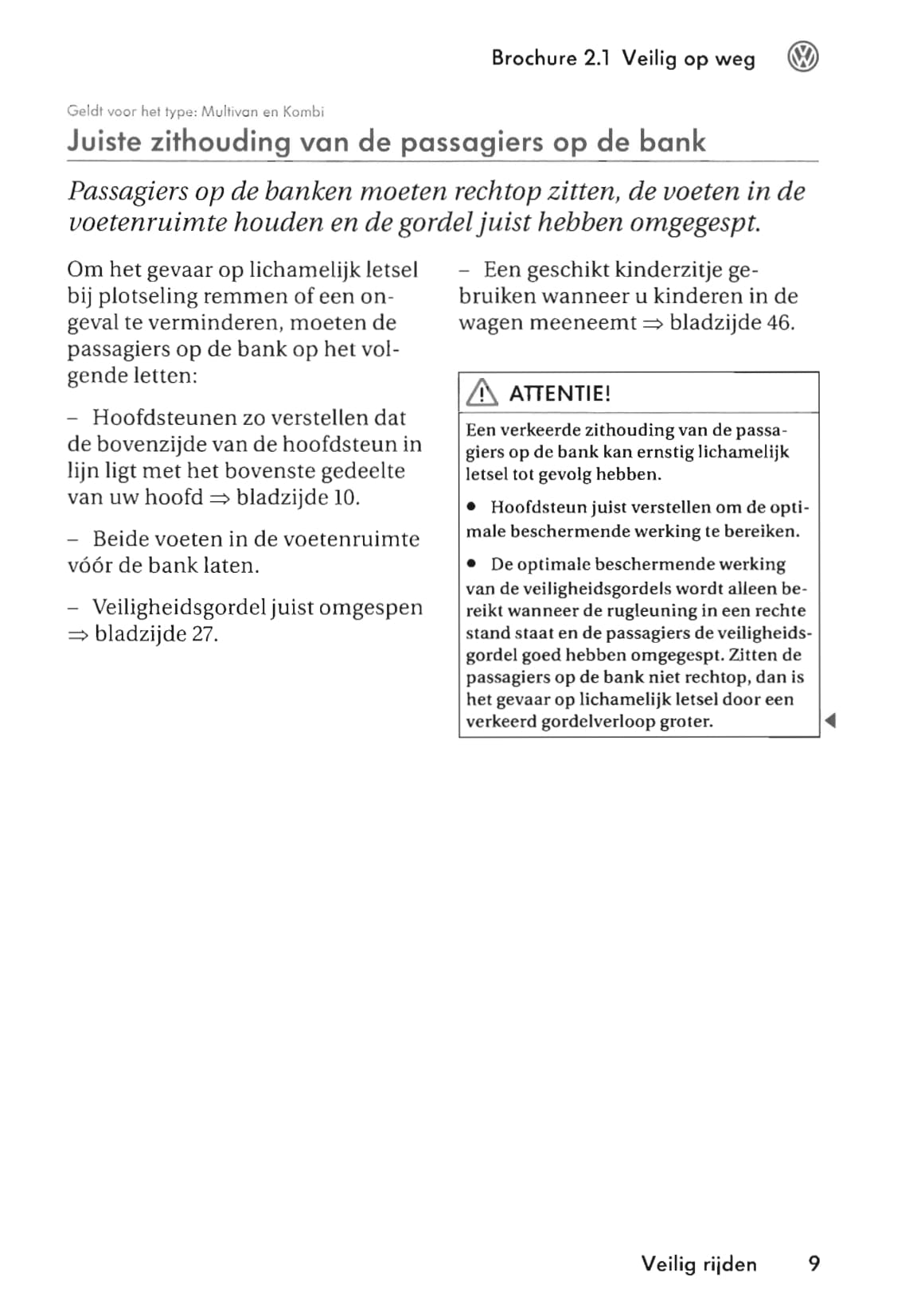 2003-2009 Volkswagen Multivan/Transporter Gebruikershandleiding | Nederlands