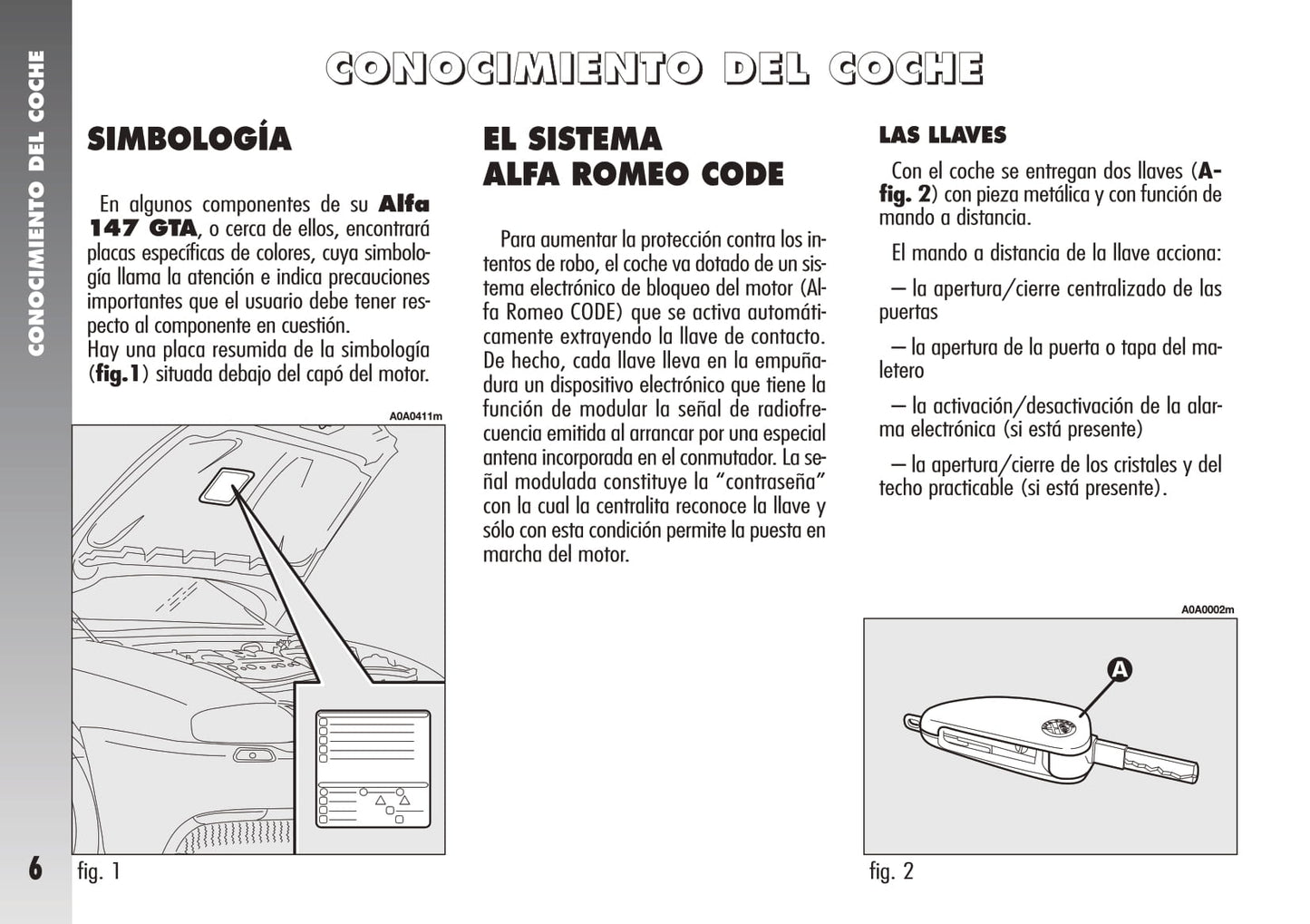 2000-2005 Alfa Romeo 147 Bedienungsanleitung | Spanisch