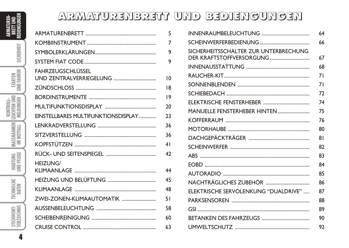 2010-2011 Fiat Idea Bedienungsanleitung | Deutsch