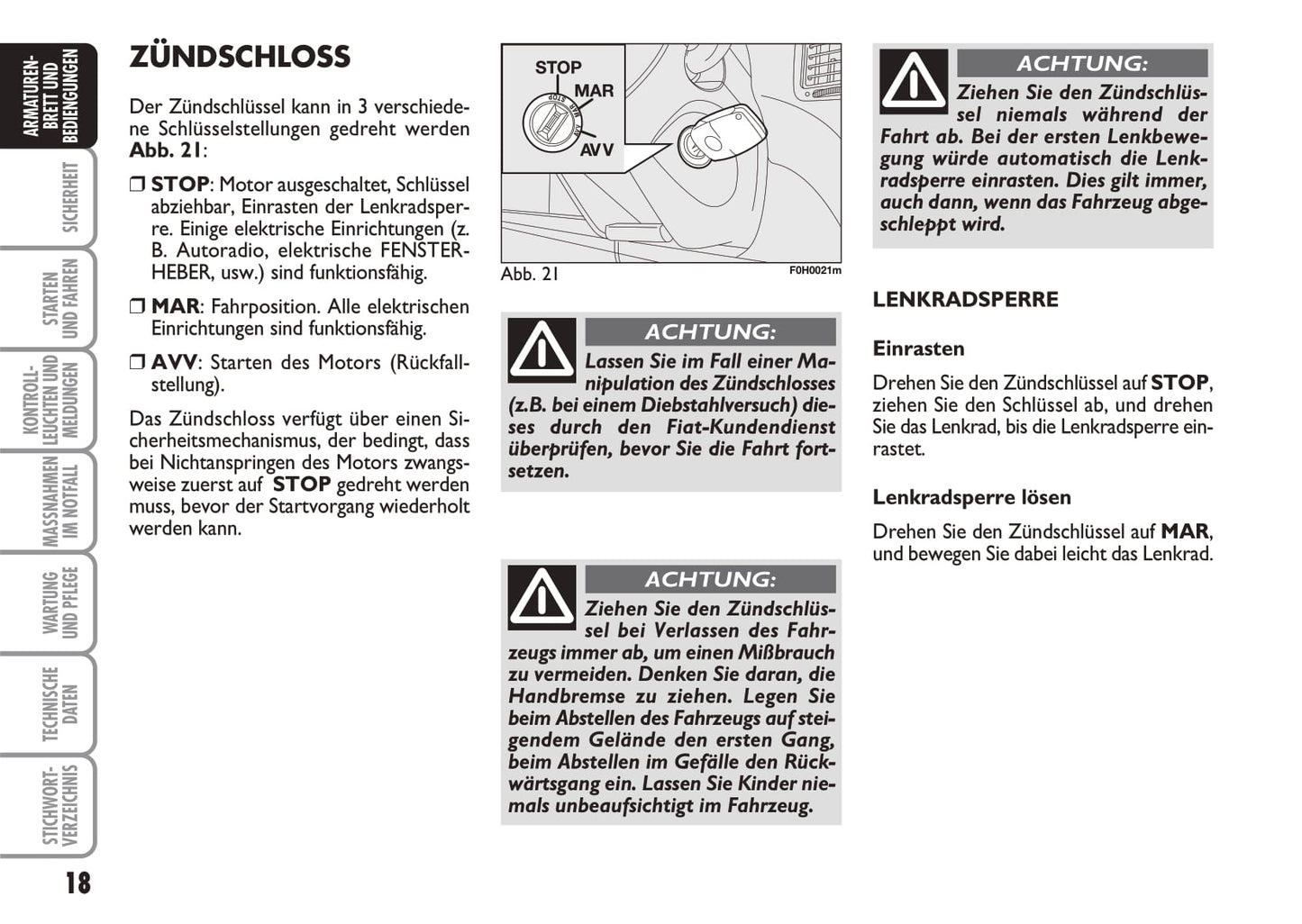 2010-2011 Fiat Idea Bedienungsanleitung | Deutsch