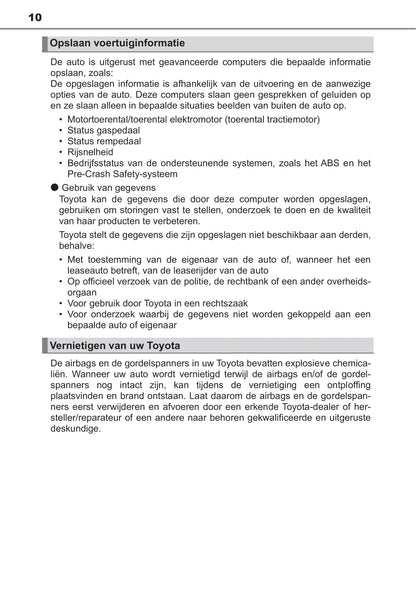 2019-2020 Toyota C-HR Gebruikershandleiding | Nederlands