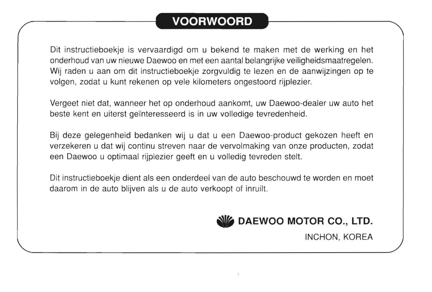 1997-2002 Daewoo Leganza Bedienungsanleitung | Niederländisch