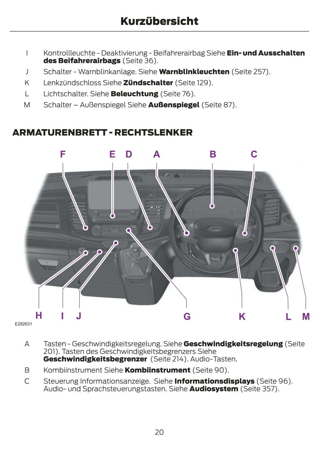 2020 Ford Transit Owner's Manual | German