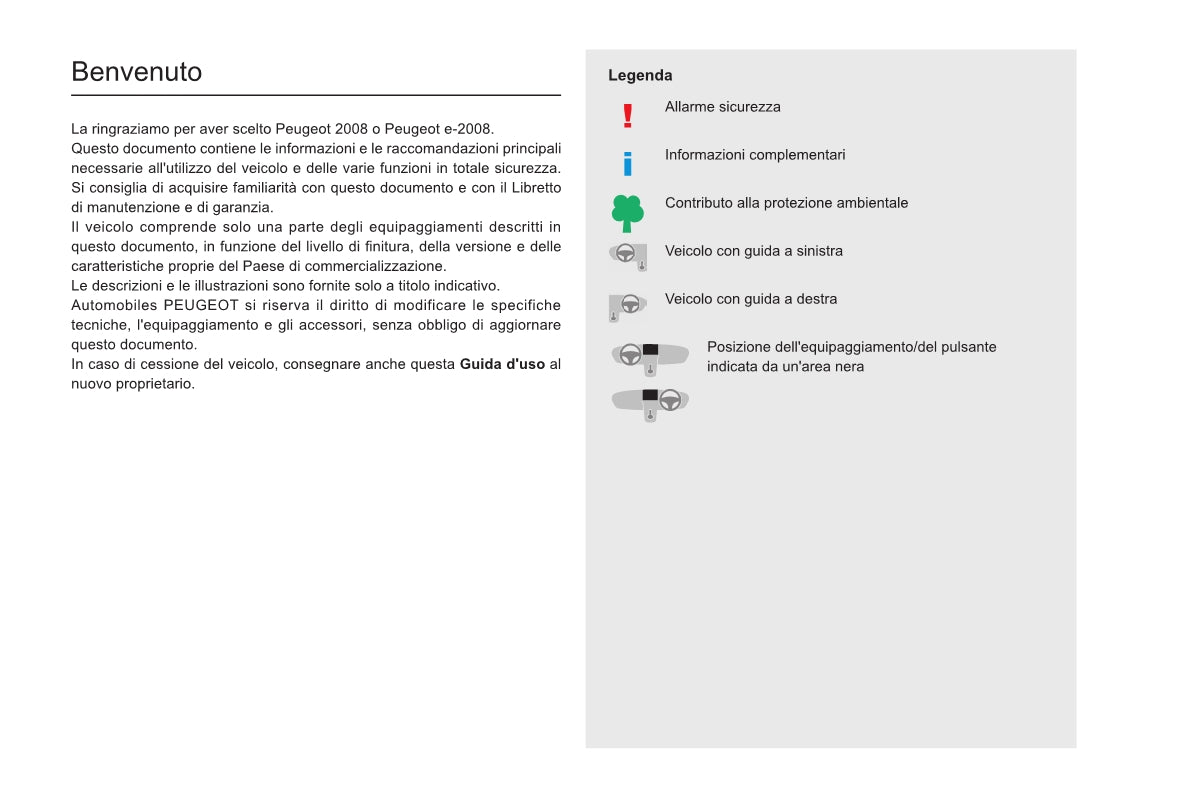 2020-2023 Peugeot 2008/e-2008 Owner's Manual | Italian