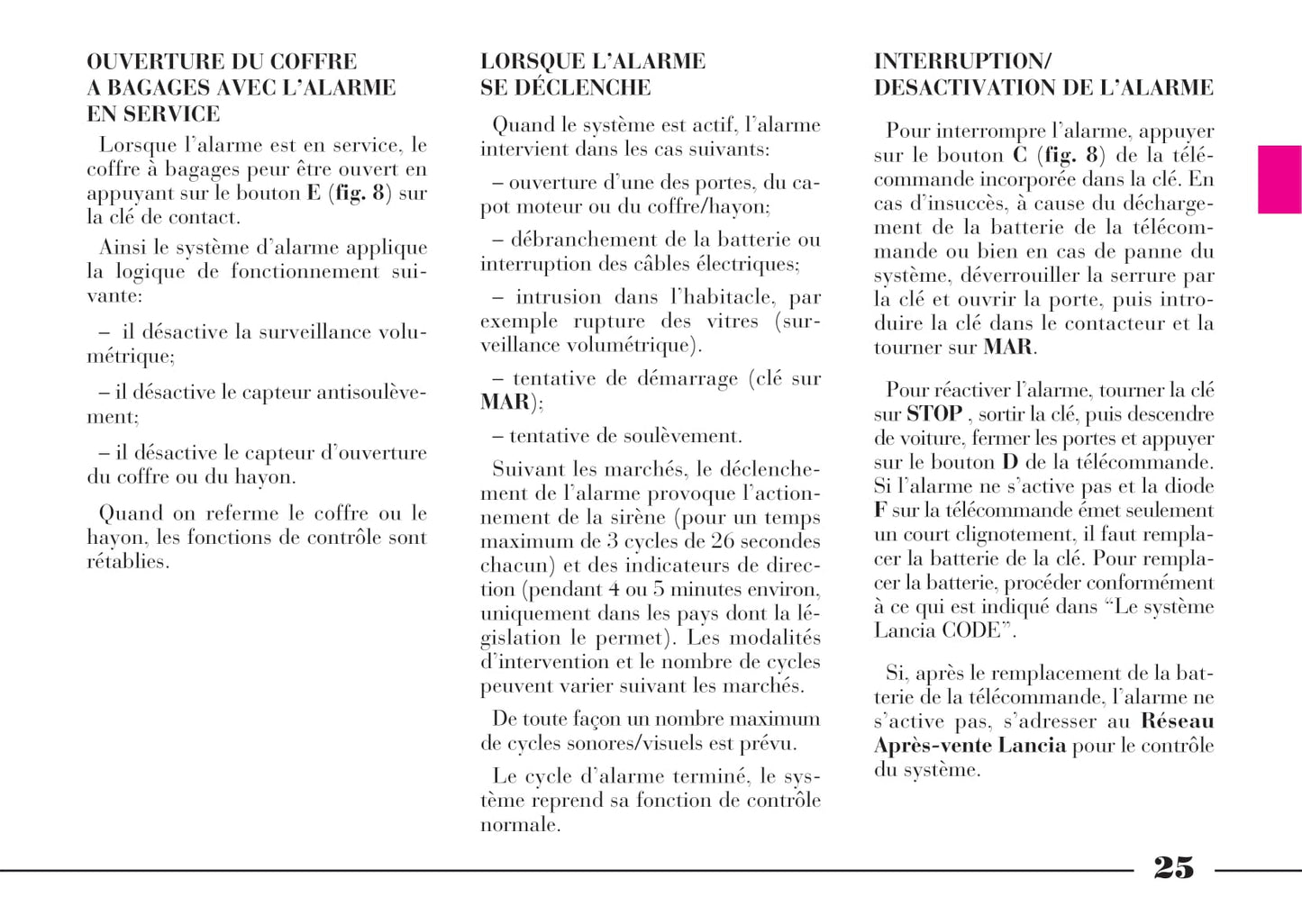 2001-2005 Lancia Lybra Owner's Manual | French