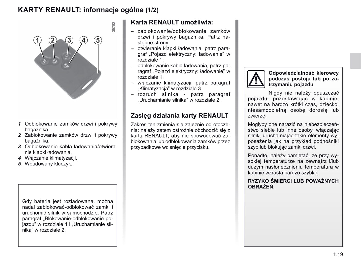 2018-2019 Renault Zoe Owner's Manual | Polish