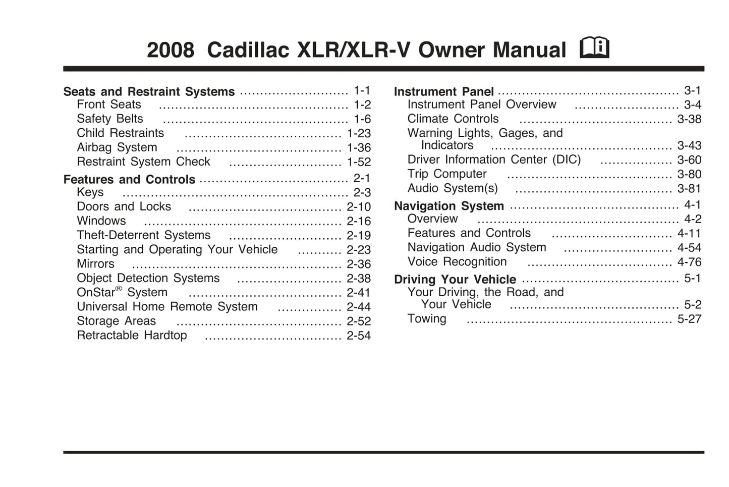 2008 Cadillac XLR/XLR-V Bedienungsanleitung | Englisch