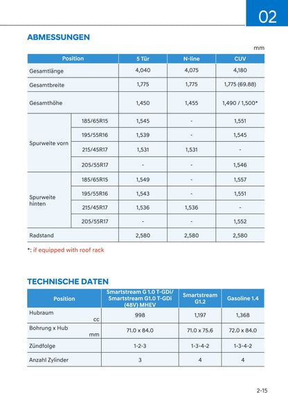 2021-2022 Hyundai i20/Bayon Bedienungsanleitung | Deutsch