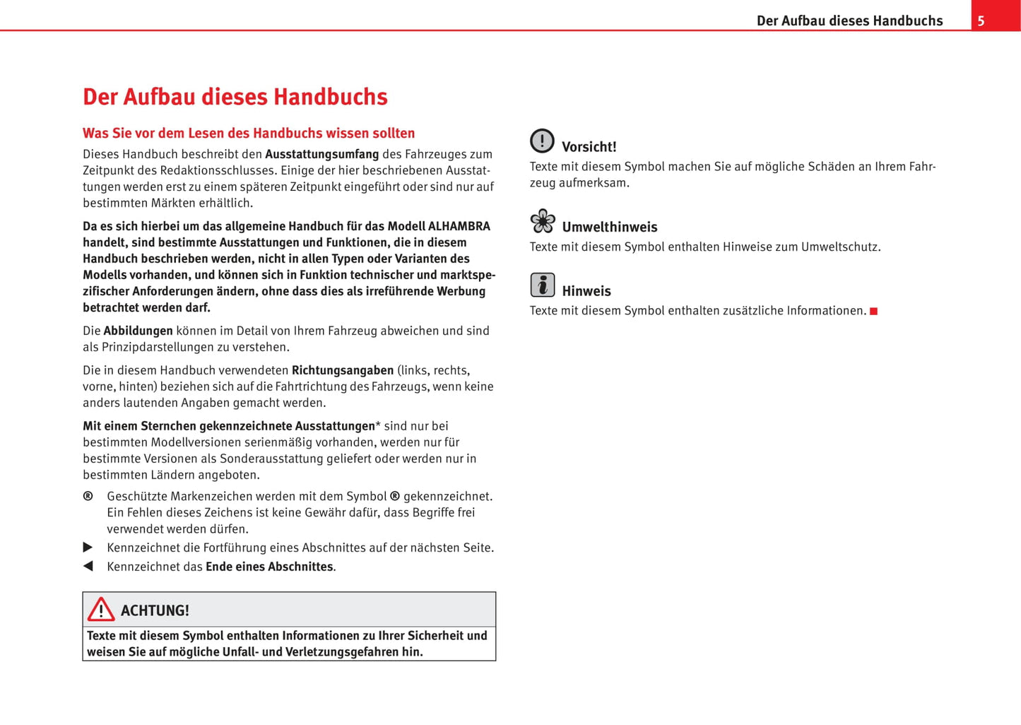 2009-2010 Seat Alhambra Owner's Manual | German