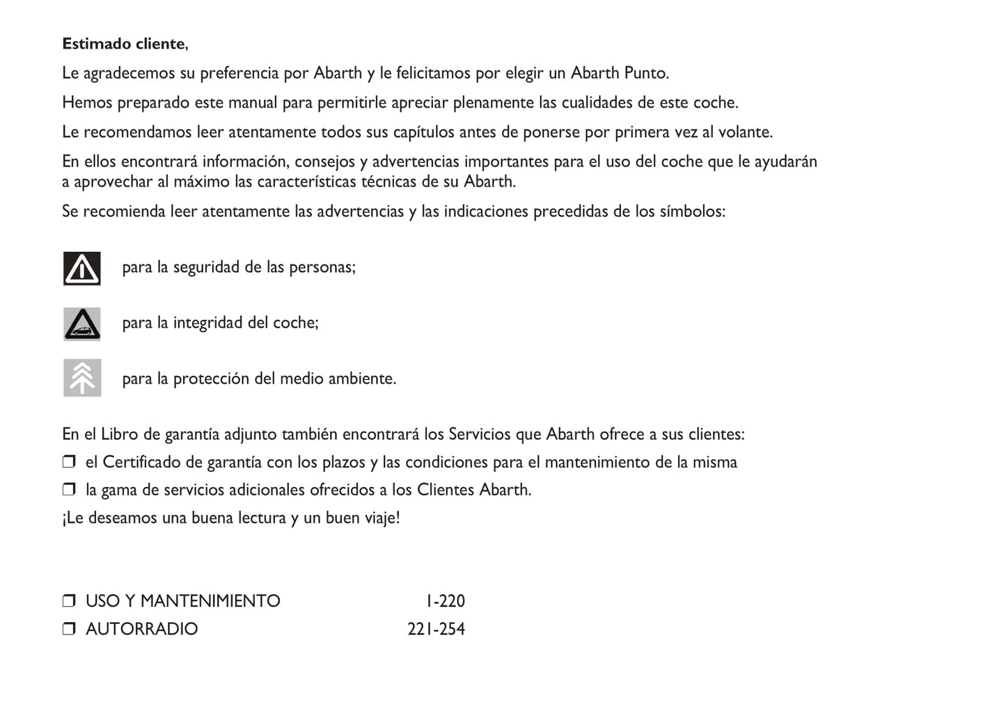 2010-2014 Abarth Punto Owner's Manual | Spanish