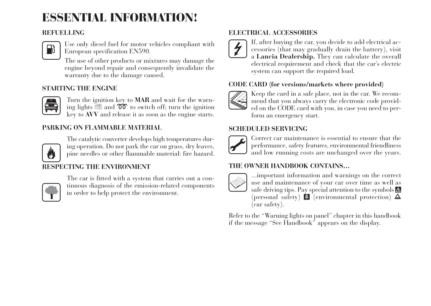 2008-2012 Lancia Musa Owner's Manual | English