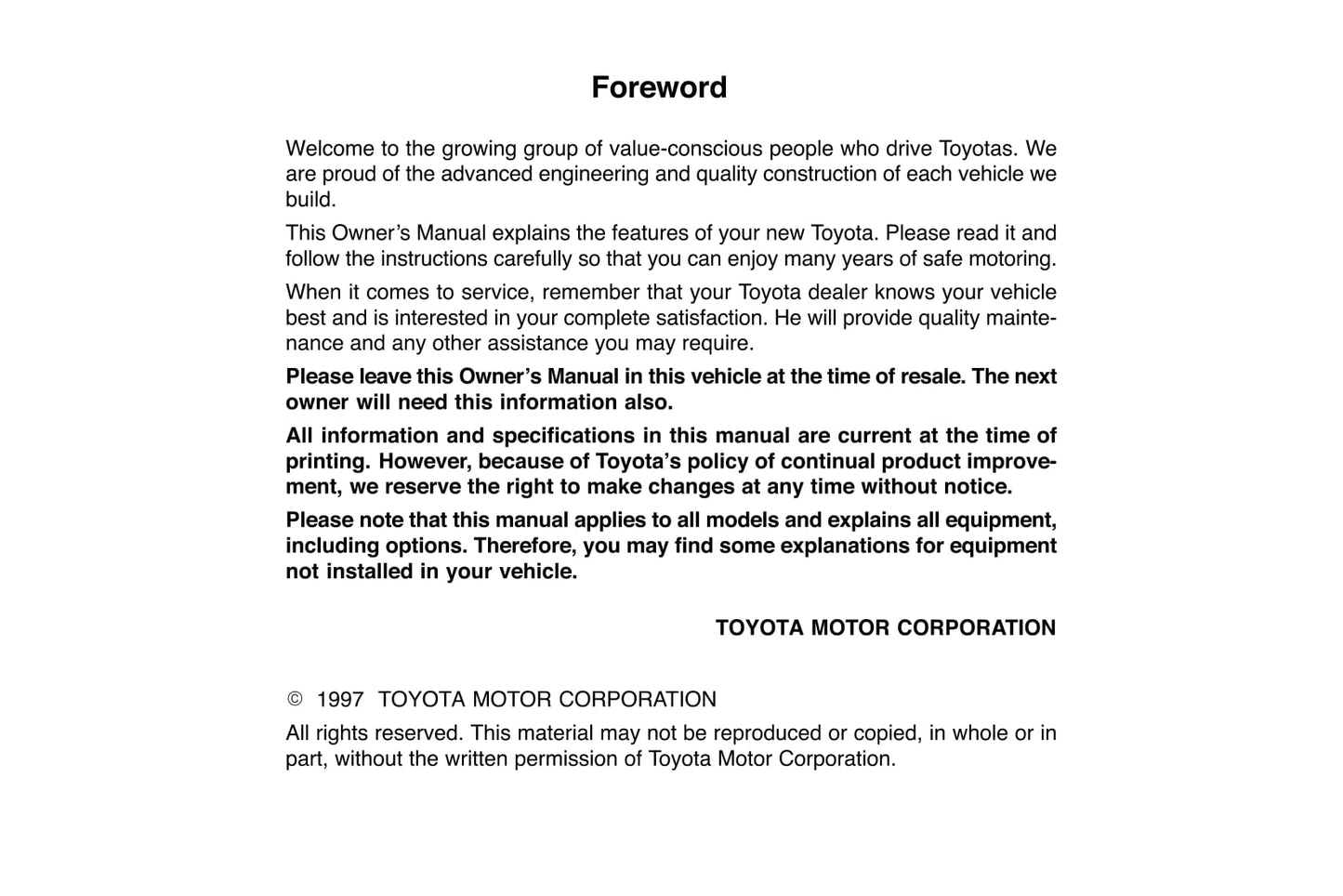1997 Toyota Tacoma Gebruikershandleiding | Engels
