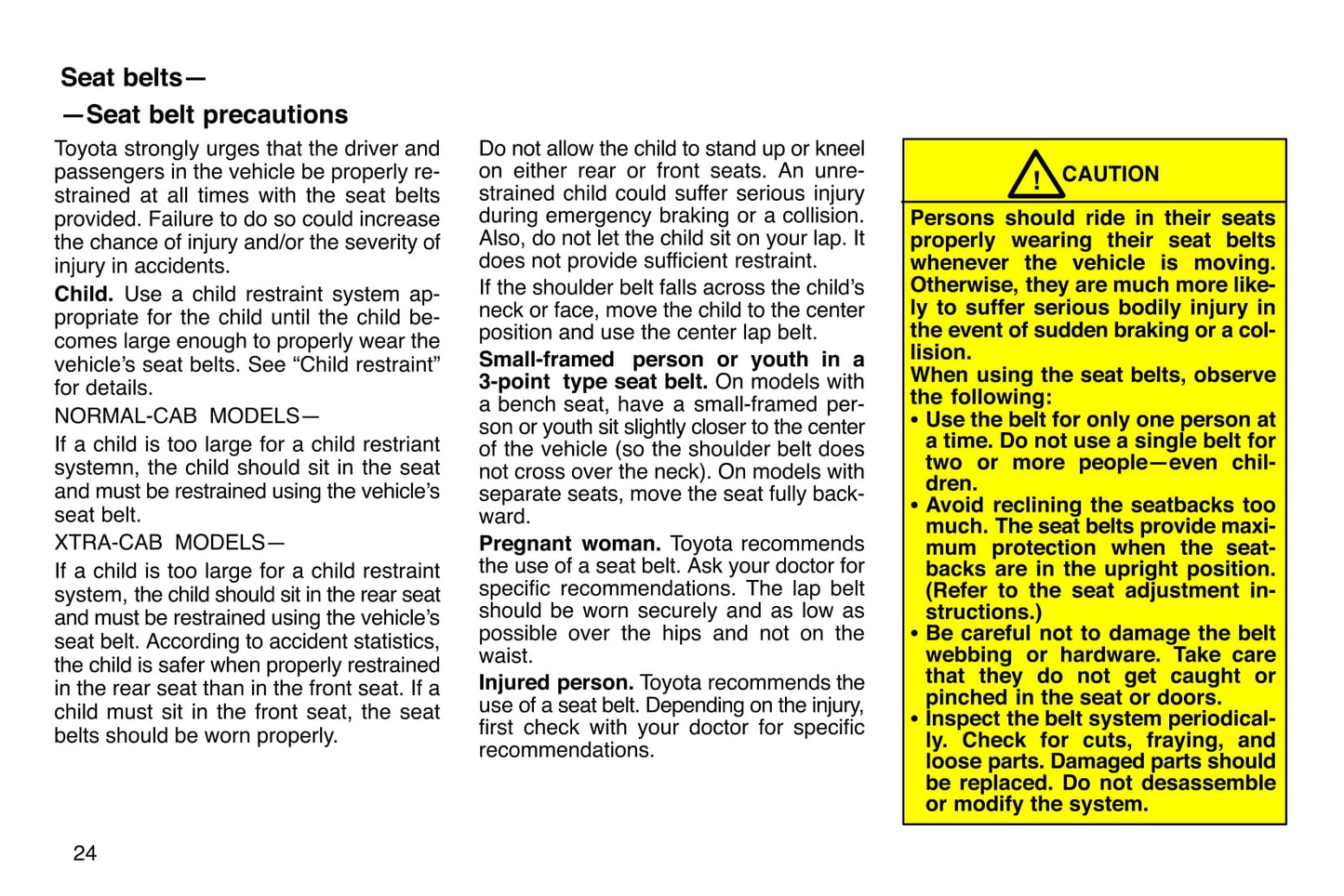 1997 Toyota Tacoma Bedienungsanleitung | Englisch