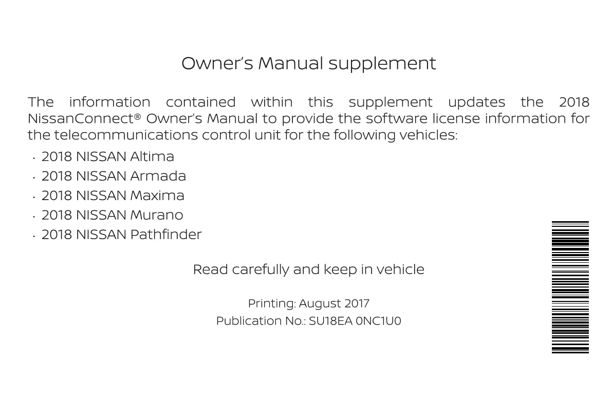 Nissan Connect Owner's Manual 2018