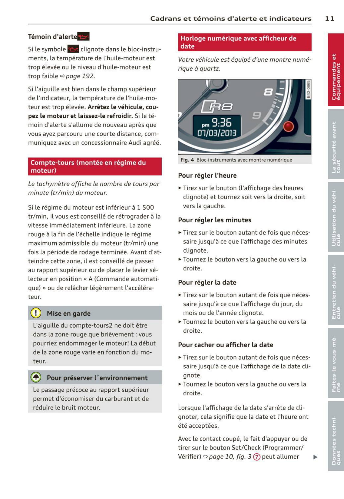 2012-2015 Audi R8 Manuel du propriétaire | Français