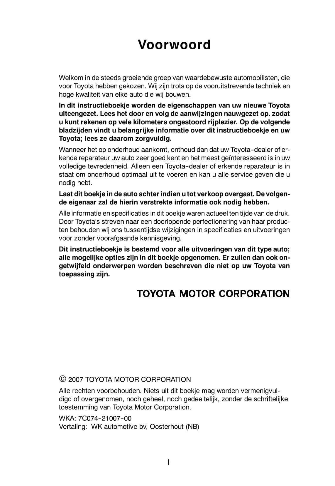 2006-2008 Toyota Avensis Owner's Manual | Dutch