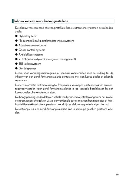 2011-2012 Lexus CT 200h Bedienungsanleitung | Niederländisch