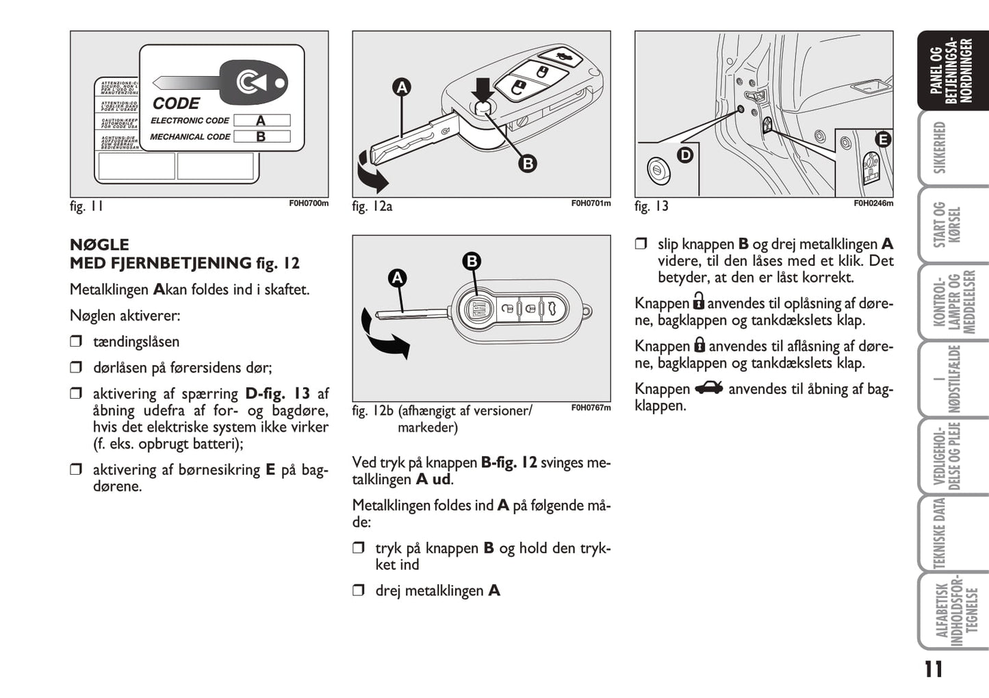 2010-2011 Fiat Idea Owner's Manual | Dansk