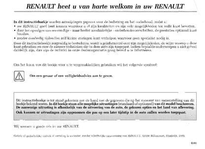 2003-2004 Renault Scenic Owner's Manual | Dutch