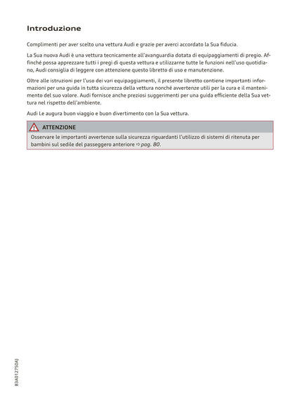 2018-2023 Audi Q3/Q3 Sportback/RS Q3/RS Q3 Sportback Owner's Manual | Italian