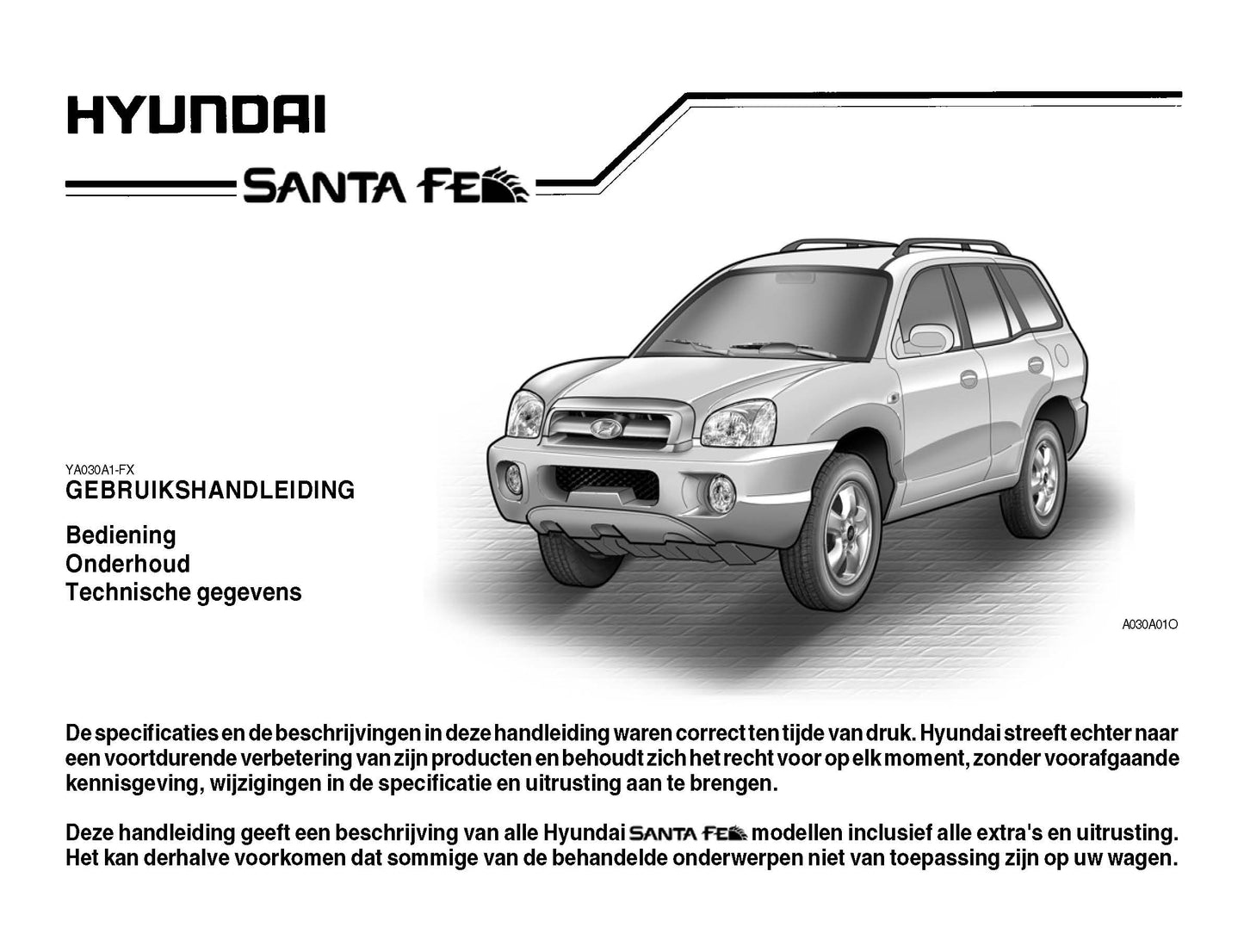 2004-2006 Hyundai Santa Fe Manuel du propriétaire | Néerlandais